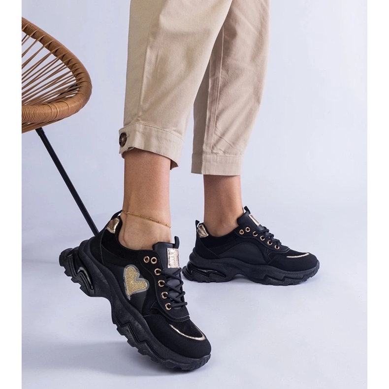 D/CEO Tênis plataforma preto com coração Martinez 2