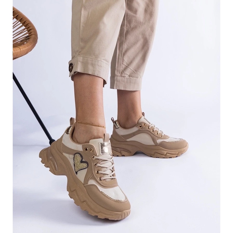 D/CEO Tênis plataforma marrom com coração Martinez castanho 2