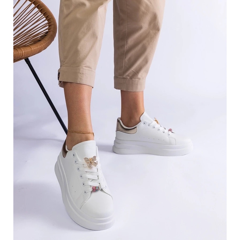 D/CEO Tênis plataforma branco decorado com borboleta Aranda 2
