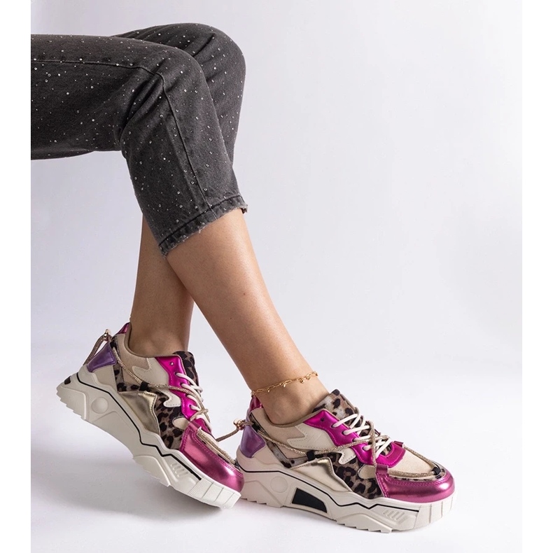 D/CEO Tênis rosa decorado com cordão Valdez de zircão 2