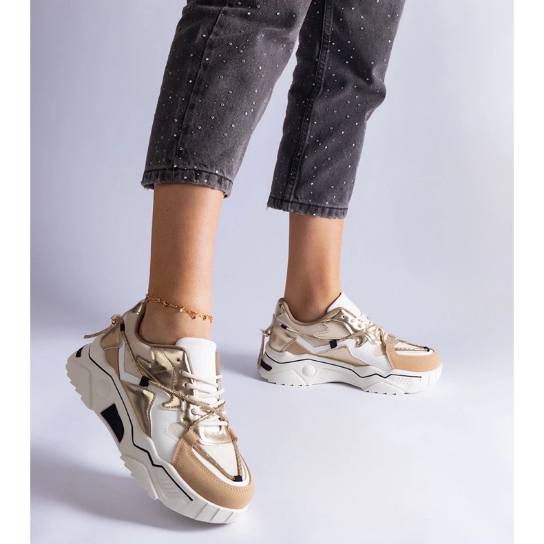 D/CEO Tênis bege decorado com cordão Valdez de zircão 2