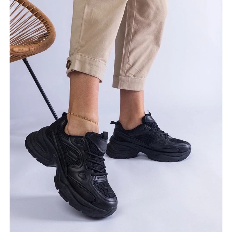 D/CEO Tênis negros na enorme sola Adoma preto 2