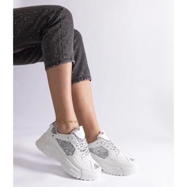 D/CEO Tênis feminino branco com detalhes em glitter Caraballo 2