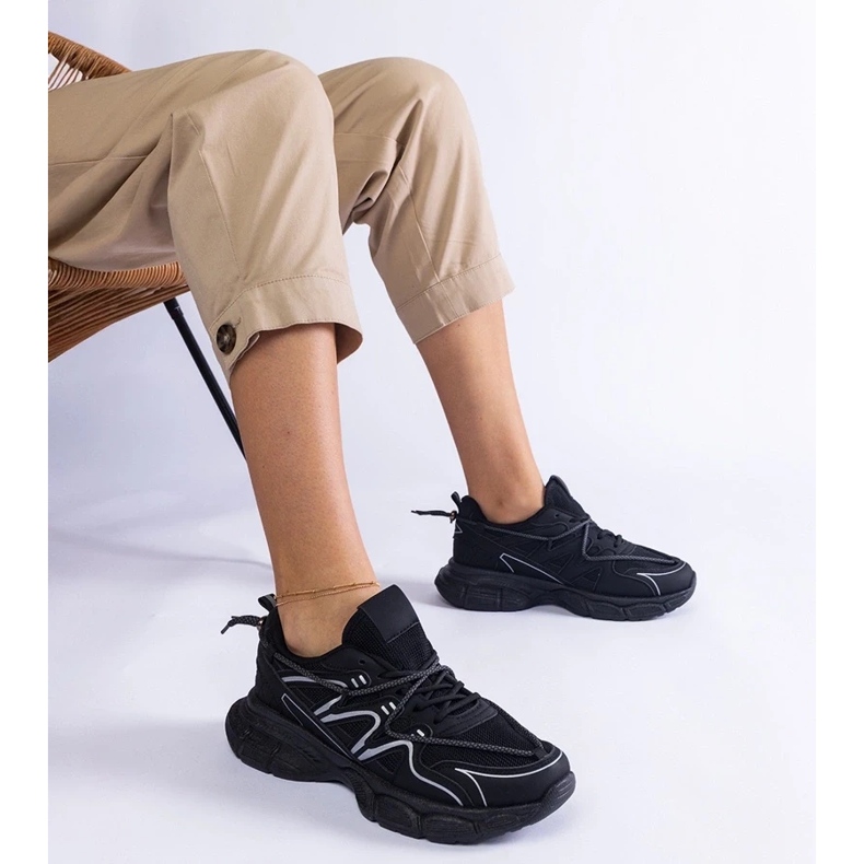 D/CEO Tênis feminino preto com sola Colunga enorme 1