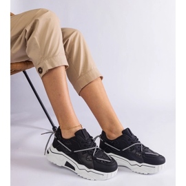 D/CEO Tênis feminino preto com glitter Agar 2