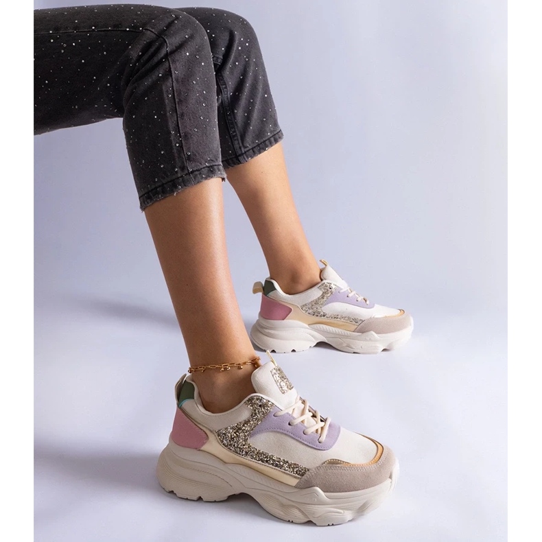 D/CEO Tênis multicolorido com inserções de glitter Clorinda 1