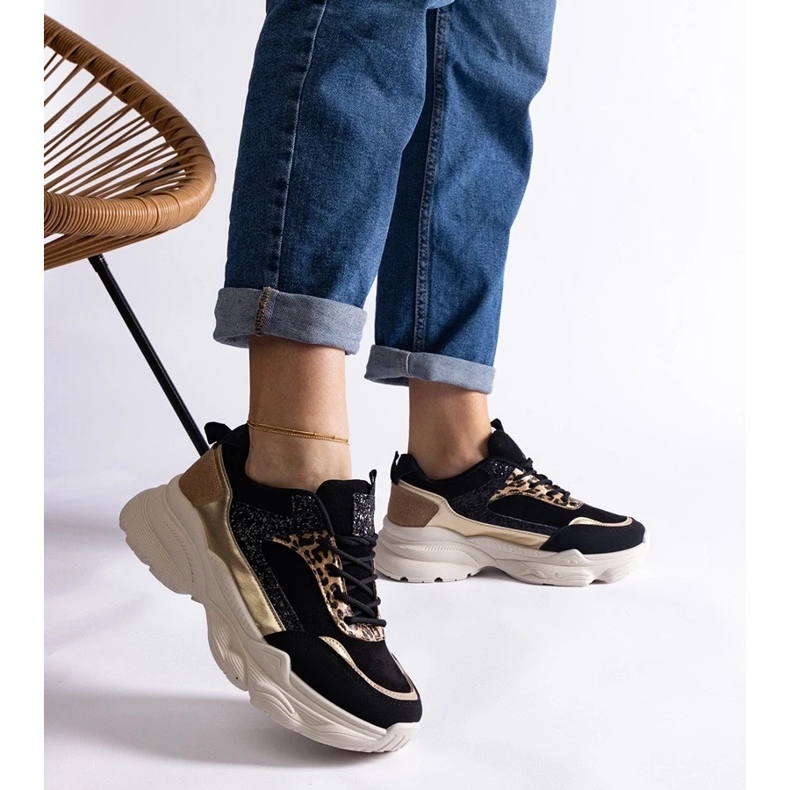 D/CEO Tênis preto com inserções Clorinda brilhantes 2