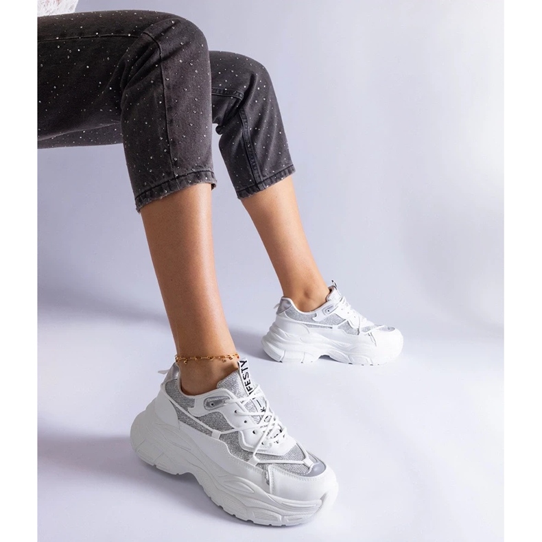 D/CEO Tênis branco com inserções de glitter Rigel 1