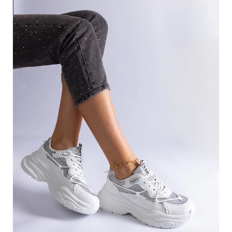 D/CEO Tênis branco com inserções de glitter Rigel 2