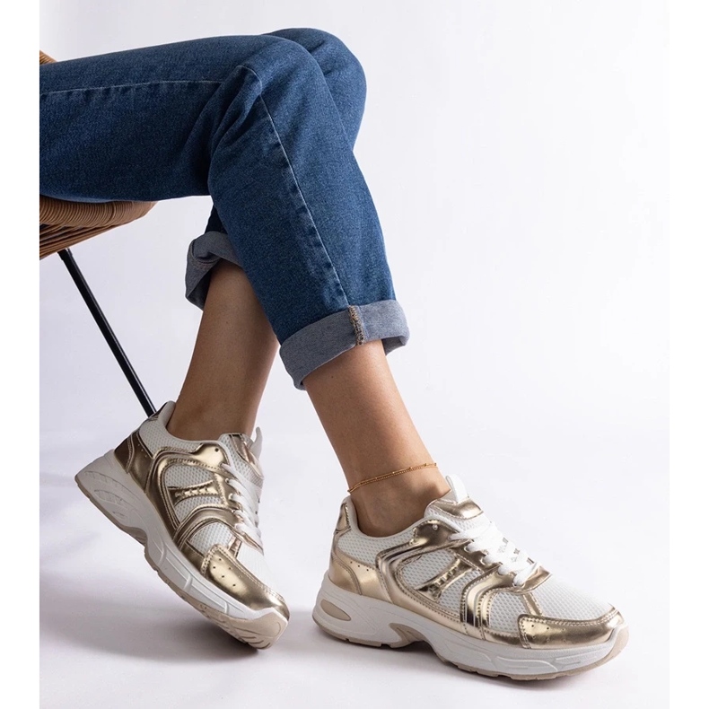 D/CEO Tênis esportivos Ena branco e dourado 1