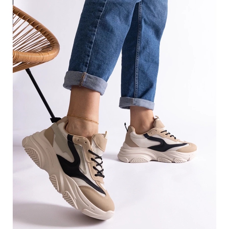 D/CEO Tênis Milenka feminino bege e preto 2