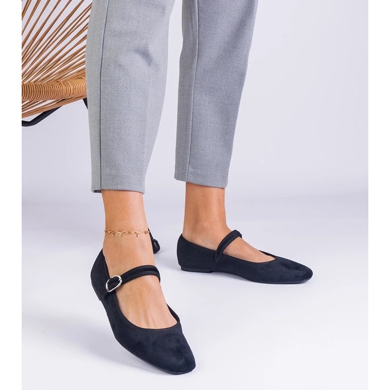 D/CEO Bailarinas pretas com uma faixa elástica e um nariz quadrado de averina preto 1 D/CEO Bailarinas pretas com uma faixa elástica e um nariz quadrado de averina preto 1