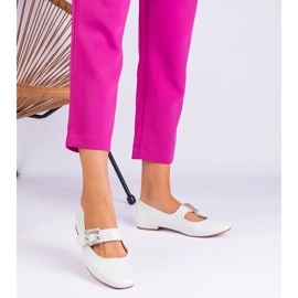 D/CEO Ballerinas brancas pintadas decoradas com uma fivela de Ferpsa branco 2