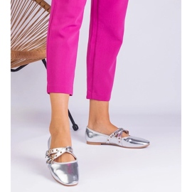 D/CEO Bailarinas ecológicas de prata decoradas com fivelas Emmarino 2