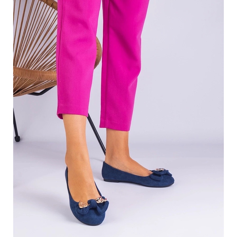 D/CEO Ballerinas clássicas da Marinha com um arco masol 2