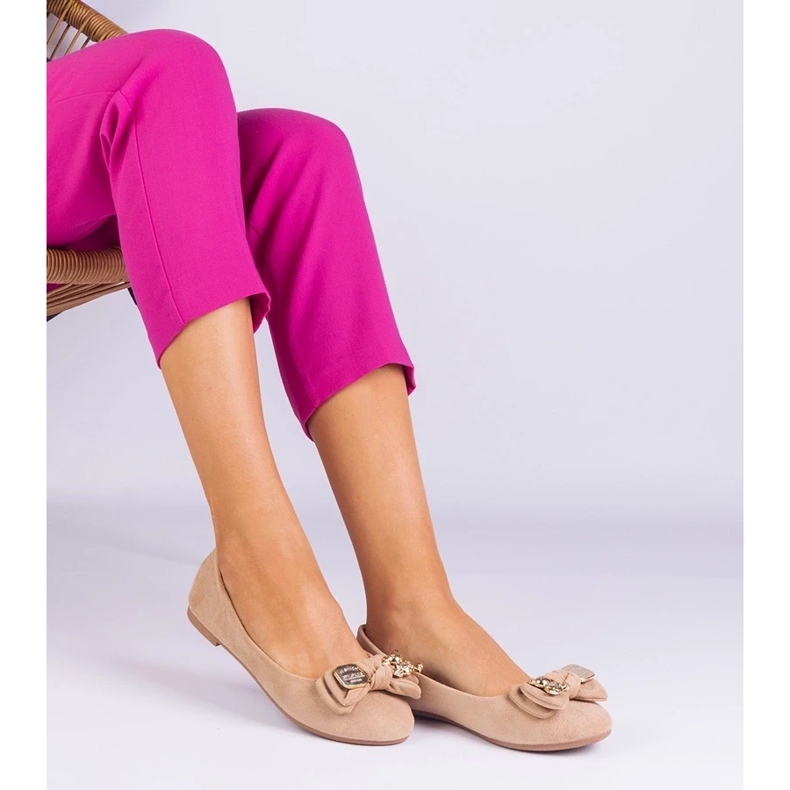 D/CEO Bailarinas clássicas bege com um arco masol 1