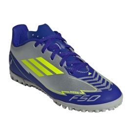 Adidas F50 Club Messi TF IH0923 Sapatos de futebol azul de prata 1