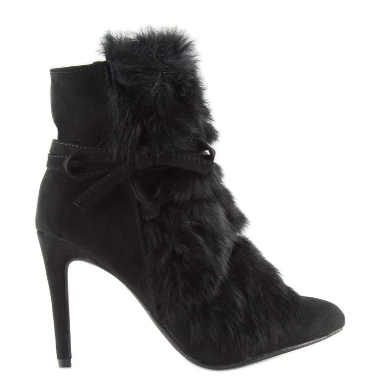 Botas pretas de salto alto com pelo preto 1319 Preto 2
