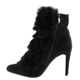 Botas pretas de salto alto com pelo preto 1319 Preto 1