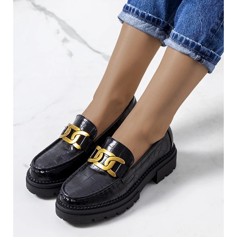 D/CEO Mocassins pretos em uma sola alta Zanen 2