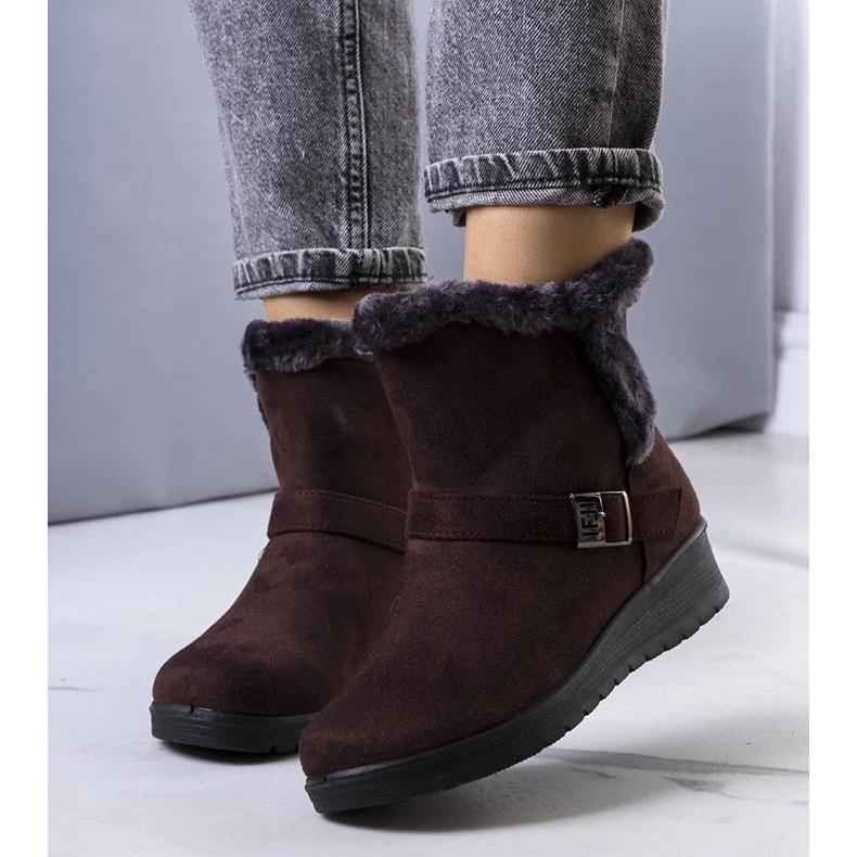 D/CEO Botas isolantes castanhas no salto em cunha Capo castanho 1