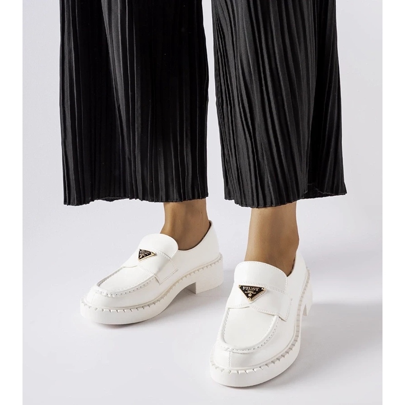 D/CEO Mocassins femininos brancos Milne 1