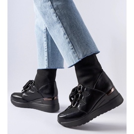 D/CEO Botas de meia cunha pretas Rochon preto 2