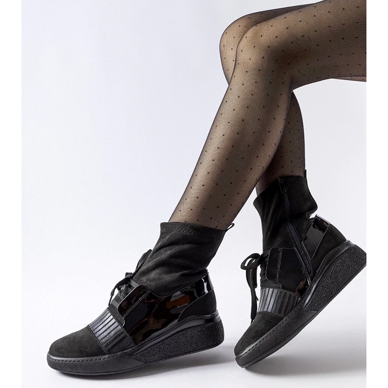 D/CEO Botins com meia cunha Spoleto pretos 1