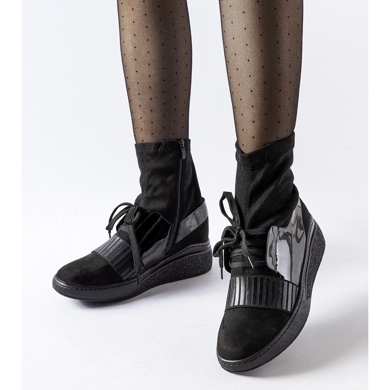 D/CEO Botins com meia cunha Spoleto pretos 2