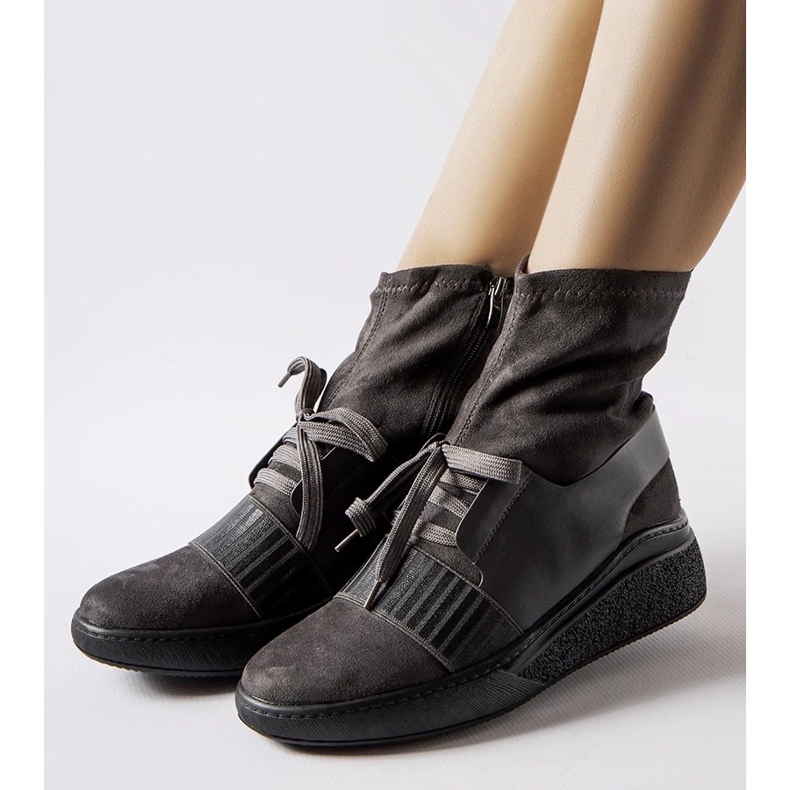 D/CEO Botins com meia cunha Spoleto cinza 2 D/CEO Botins com meia cunha Spoleto cinza 2