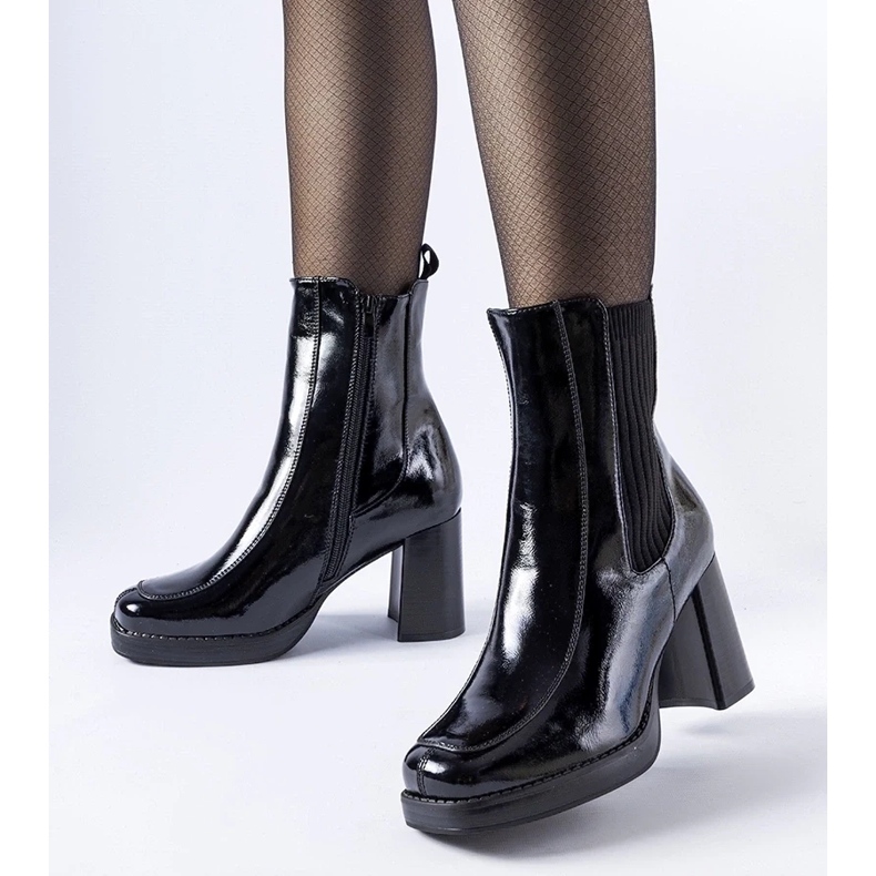 D/CEO Botins pretos envernizados da Boni 1