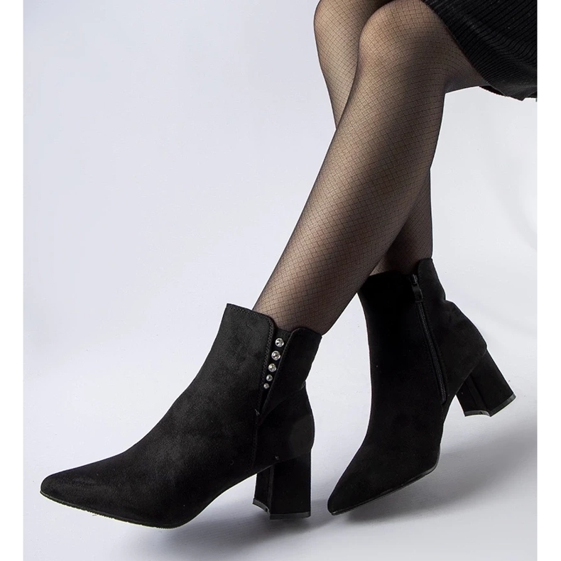 D/CEO Botins pretos em camurça ecológica com salto Pikeville preto 1