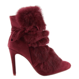 Botas de salto alto com pele clarete 1319 W. Vermelho multicolorido 1