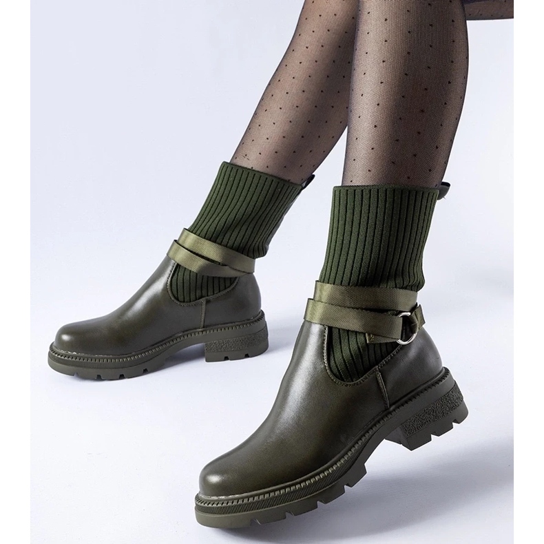 D/CEO Botins com meia isolada verde escuro da Picker 2