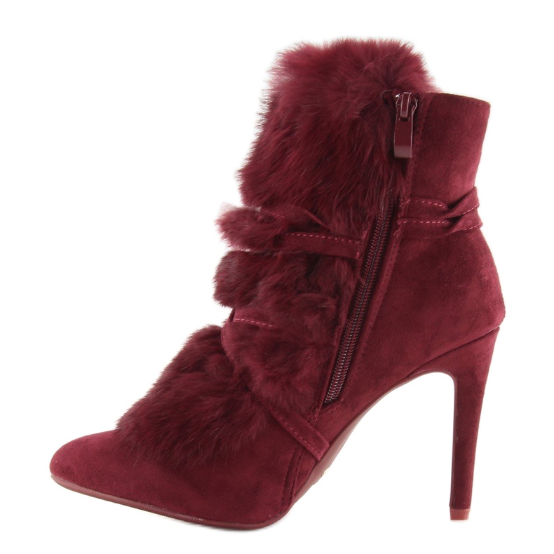 Botas de salto alto com pele clarete 1319 W. Vermelho multicolorido 2 Botas de salto alto com pele clarete 1319 W. Vermelho multicolorido 2