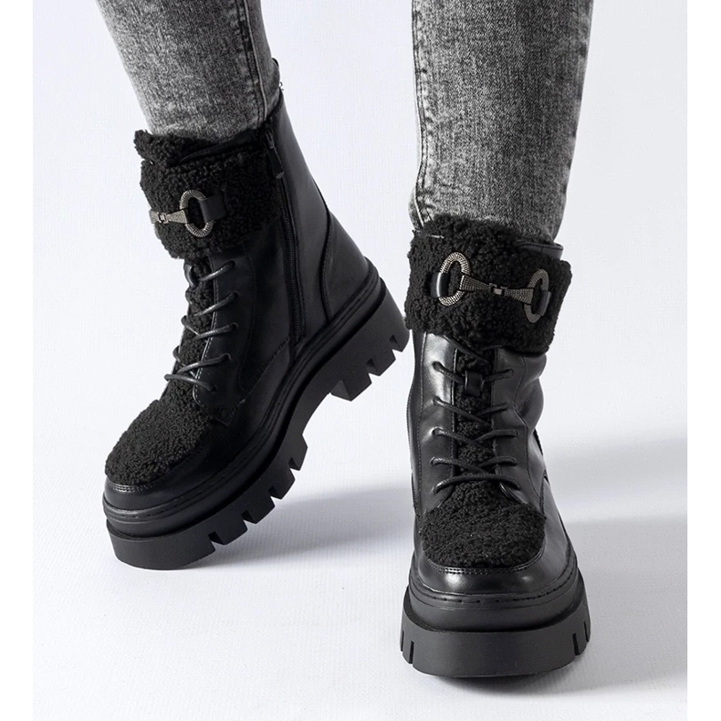 D/CEO Botas de trabalho pretas com isolamento e fivela Highland preto 2 D/CEO Botas de trabalho pretas com isolamento e fivela Highland preto 2