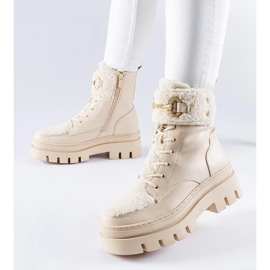 D/CEO Botas de trabalho bege com isolamento e fivela Highland 2