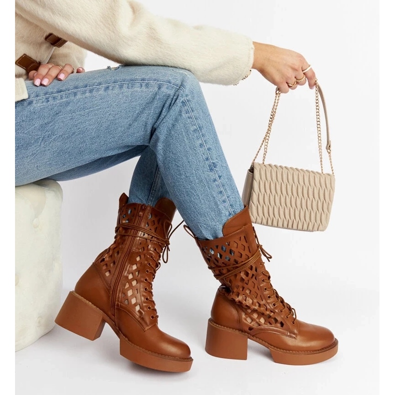 D/CEO Botas marrons de salto alto com aberturas, Visalia castanho 1