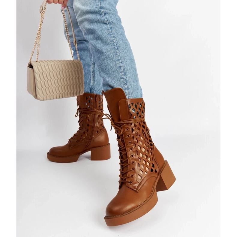 D/CEO Botas marrons de salto alto com aberturas, Visalia castanho 2