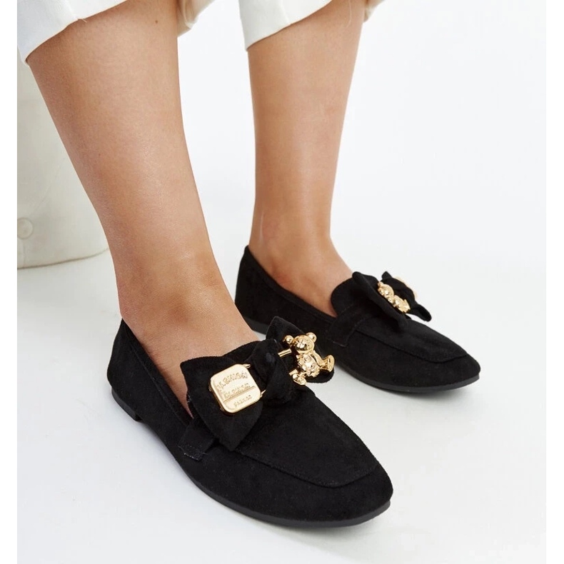 D/CEO Mocassins pretos com alfinete de segurança decorativo Kibra 2