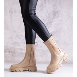 D/CEO Botins de cano alto bege em couro ecológico Manera 1