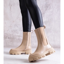 D/CEO Botins de cano alto bege em couro ecológico Manera 2