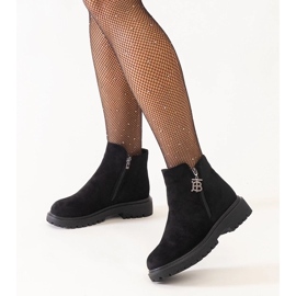 D/CEO Botins pretos com pingente decorativo na plataforma Melane de camurça ecológica 1