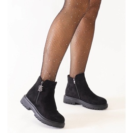 D/CEO Botins pretos com pingente decorativo na plataforma Melane de camurça ecológica 2