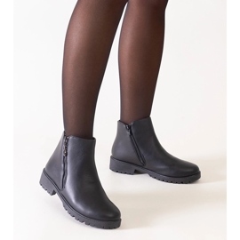 D/CEO Botins pretos com detalhes em metal, couro ecológico Branda 1