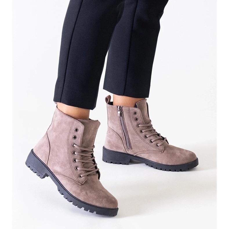 D/CEO Botas de trabalho em camurça ecológica marrom na plataforma Barosa 1