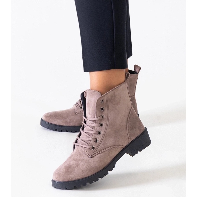 D/CEO Botas de trabalho em camurça ecológica marrom na plataforma Barosa 2