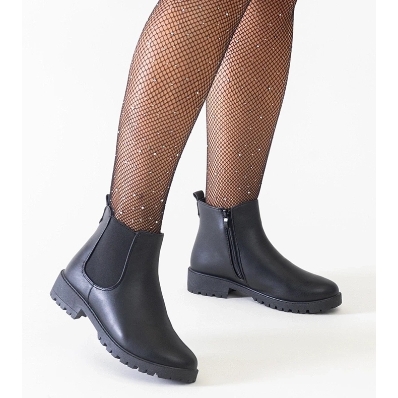 D/CEO Botins casuais clássicos pretos feitos de couro ecológico Salara 1