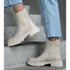 D/CEO Botas isoladas bege com zíper, couro ecológico Alia 1 D/CEO Botas isoladas bege com zíper, couro ecológico Alia 1