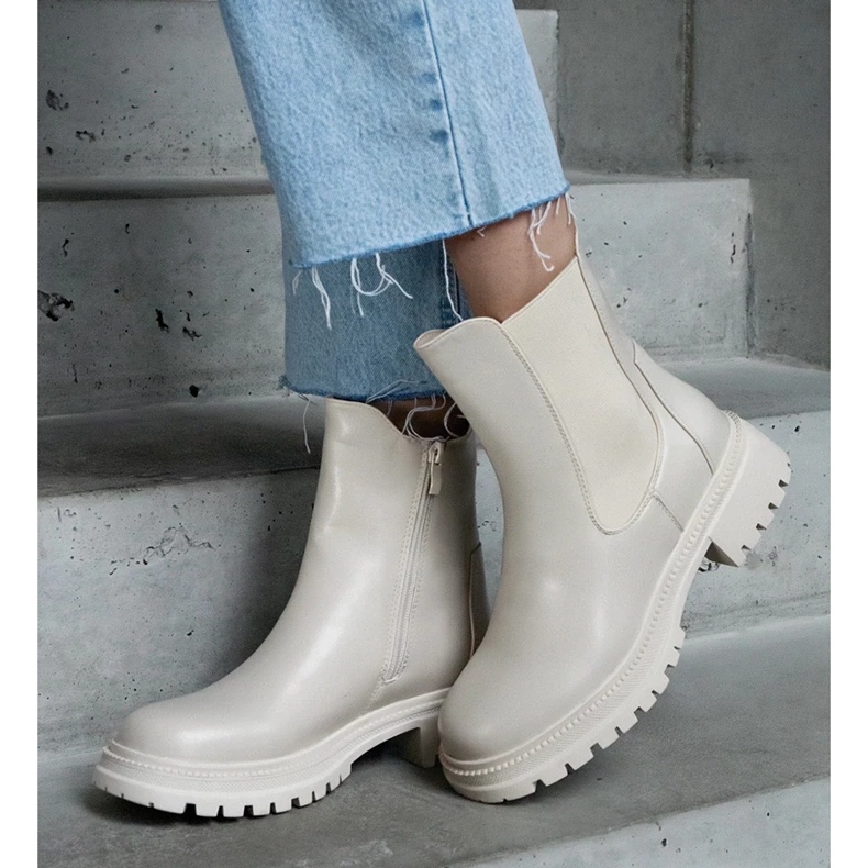 D/CEO Botas isoladas bege com zíper, couro ecológico Alia 2